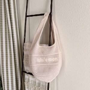 Elegant Cream Knit Women's Bag